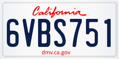 CA license plate 6VBS751