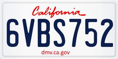 CA license plate 6VBS752