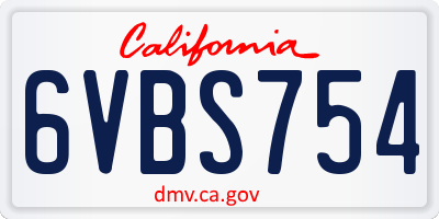 CA license plate 6VBS754