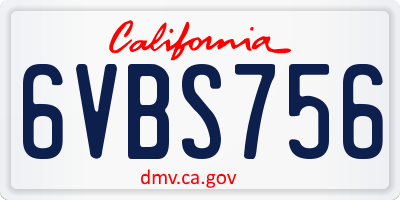 CA license plate 6VBS756