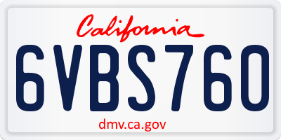 CA license plate 6VBS760
