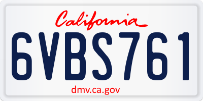 CA license plate 6VBS761