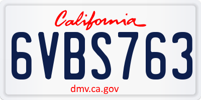 CA license plate 6VBS763
