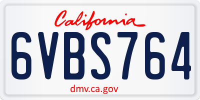 CA license plate 6VBS764