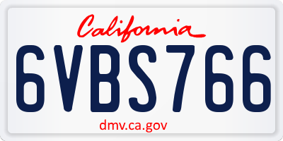 CA license plate 6VBS766