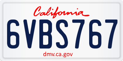 CA license plate 6VBS767