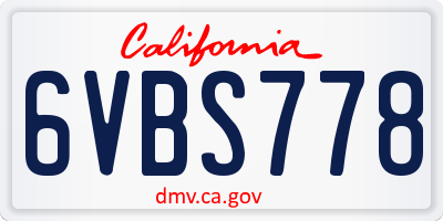 CA license plate 6VBS778