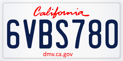CA license plate 6VBS780