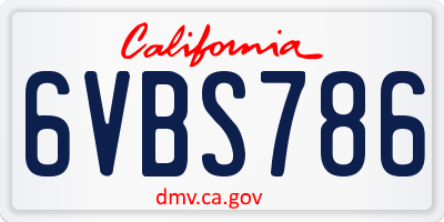 CA license plate 6VBS786