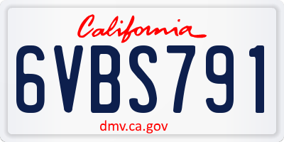 CA license plate 6VBS791