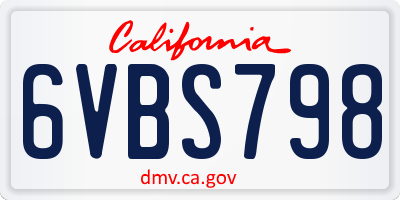 CA license plate 6VBS798