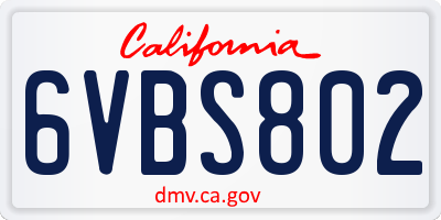 CA license plate 6VBS802