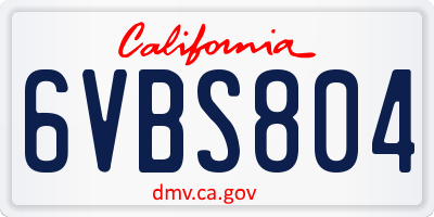 CA license plate 6VBS804