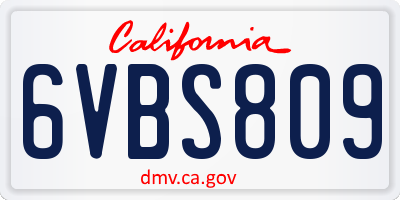CA license plate 6VBS809