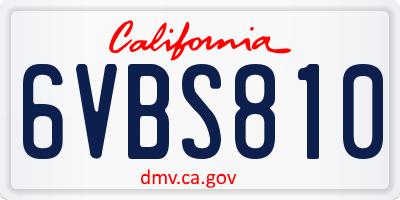 CA license plate 6VBS810