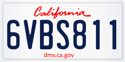 CA license plate 6VBS811