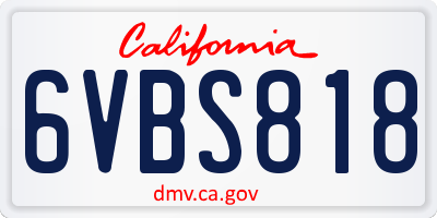 CA license plate 6VBS818
