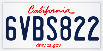 CA license plate 6VBS822