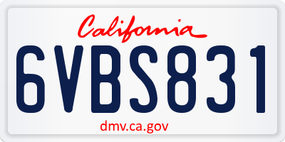 CA license plate 6VBS831