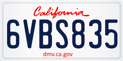 CA license plate 6VBS835