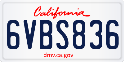CA license plate 6VBS836
