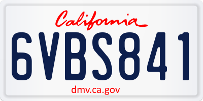 CA license plate 6VBS841