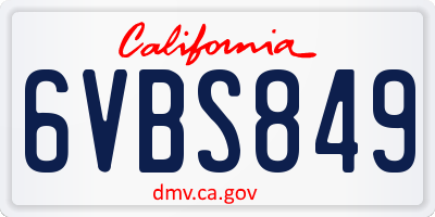 CA license plate 6VBS849