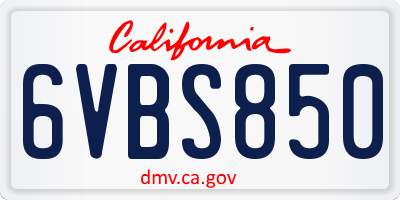 CA license plate 6VBS850