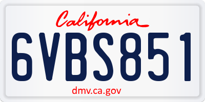 CA license plate 6VBS851