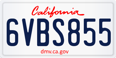 CA license plate 6VBS855