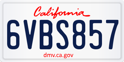CA license plate 6VBS857