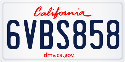 CA license plate 6VBS858