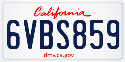 CA license plate 6VBS859