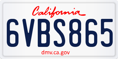 CA license plate 6VBS865