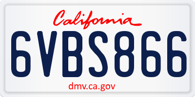 CA license plate 6VBS866