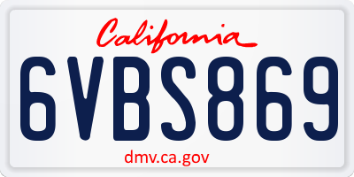 CA license plate 6VBS869