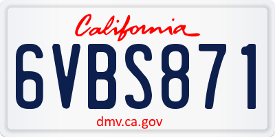 CA license plate 6VBS871
