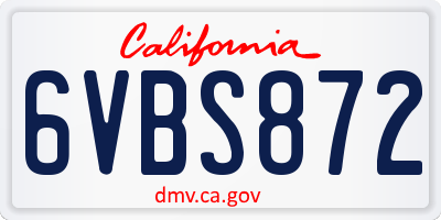 CA license plate 6VBS872