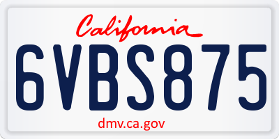 CA license plate 6VBS875