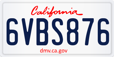 CA license plate 6VBS876