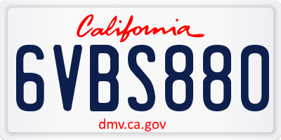 CA license plate 6VBS880