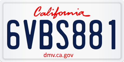 CA license plate 6VBS881