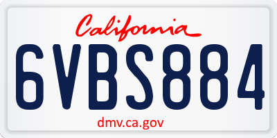 CA license plate 6VBS884