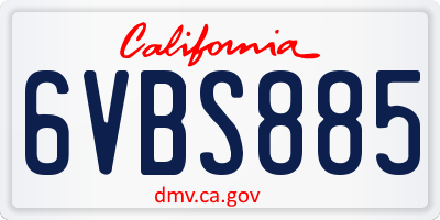 CA license plate 6VBS885