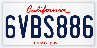 CA license plate 6VBS886