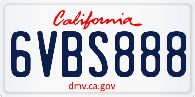 CA license plate 6VBS888