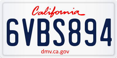 CA license plate 6VBS894