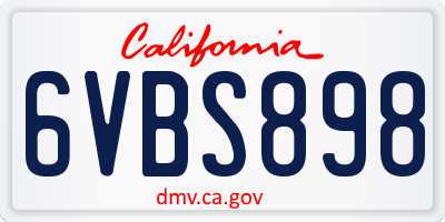 CA license plate 6VBS898