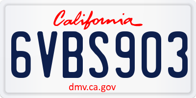 CA license plate 6VBS903