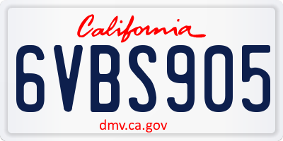 CA license plate 6VBS905